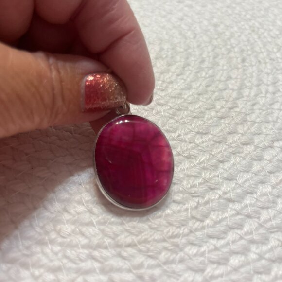 Gorgeous PINK BOTSWANA AGATE Handmade Sterling 925 Pendant/Chain #532D - Picture 2 of 3